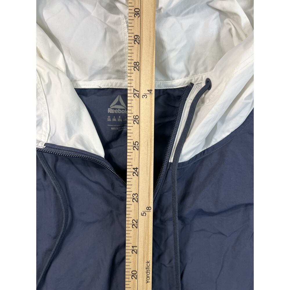 Men's Reebok Blue & White Hooded Track Jacket Size 2XL Activewear - Picture 7 of 7